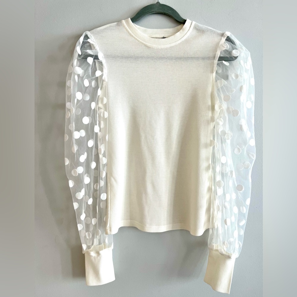 Elegant Ivory Sheer Sleeve Top